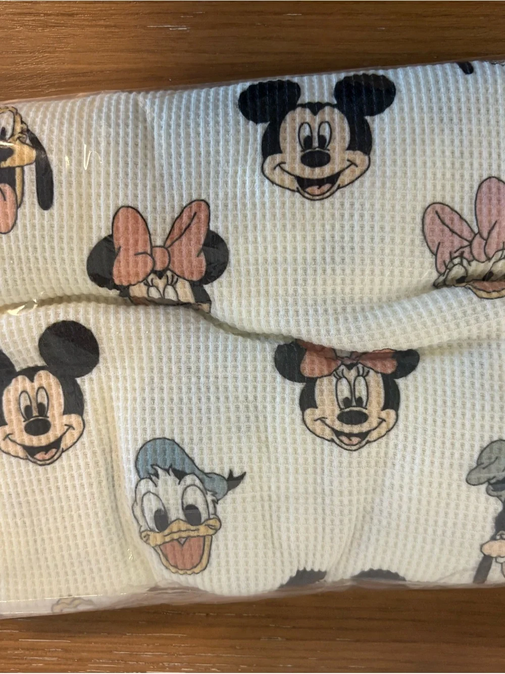 Dream & Co Kids Cream Disney Character Waffle Knit Pajama Set